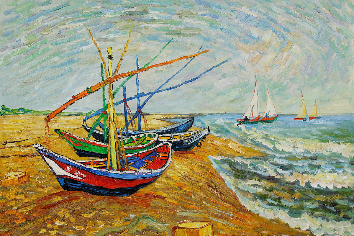 Fishing Boats on the Beach at Saintes-Maries by Vincent Van Gogh